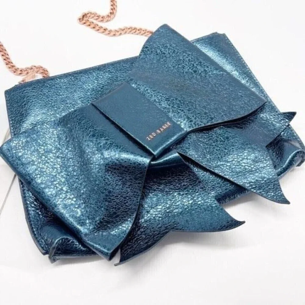 TED BAKER Aliysa Crackle Bow Leather Clutch